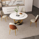 Round Dining Table With 360° Smooth Lazy Susan Stain / Heat - Gold / Black / White