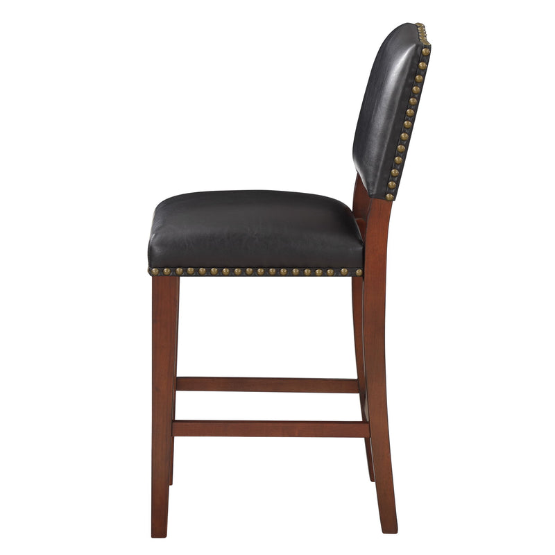 Danbers - Stationary Counter Stool With Nail Heads - Dark Brown