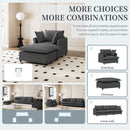 Oversized Chaise Lounge Indoor Single Sofa Bed With Wide Seat, Upholstered Lazy Sleeper Armchair With Movable Ottoman Reading Couch Set