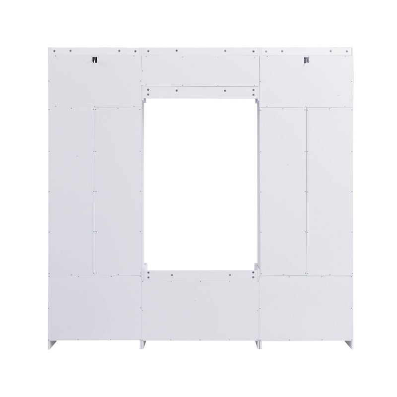 Wide Hall Tree With Shoe Storage, 4 In 1 Entryway Bench With 8 Cubbies, 7 Coat Hooks & Adjustable Shelf For Hallway - White