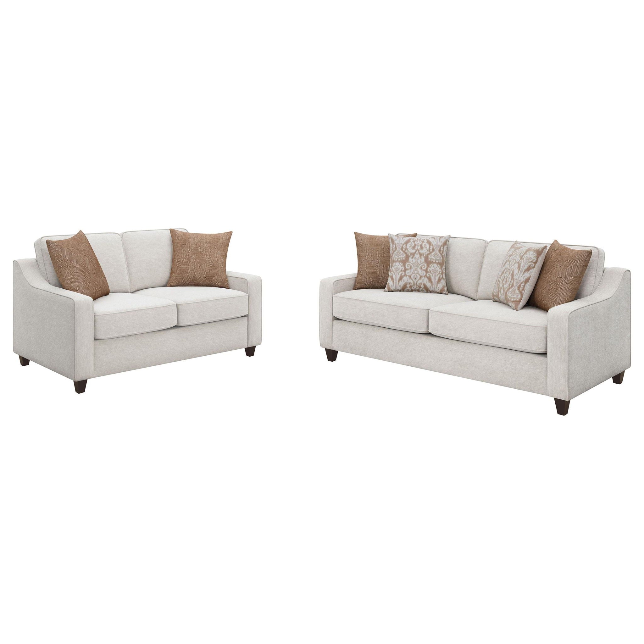 Christine 2-piece Upholstered Sloped Arm Sofa Set Beige