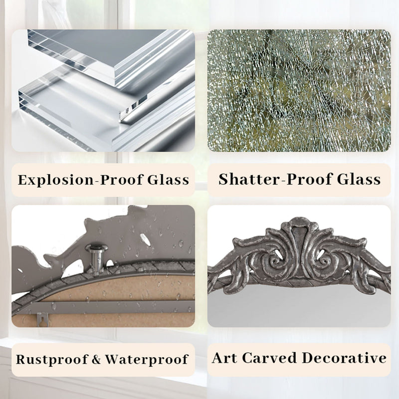 Vintage Arched Full Body Mirror, Wall Mounted For Living Room