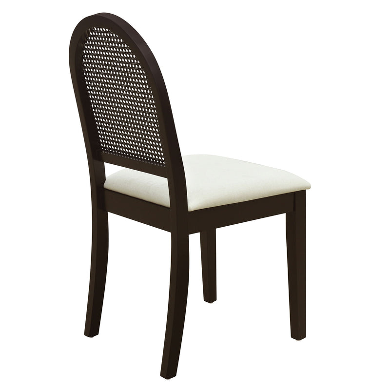 Modern Double Pedestal 6 Piece Dining Table Set, 4 Upholstered Rattan Back Dining Chairs And Bench
