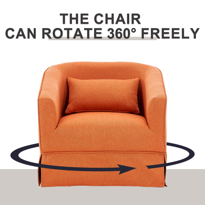 Swivel Barrel Chair With Ottoman, Swivel Accent Chairs Armchair For Living Room, Reading Chairs For Bedroom Comfy, Round Barrel Chairs With Metal Base