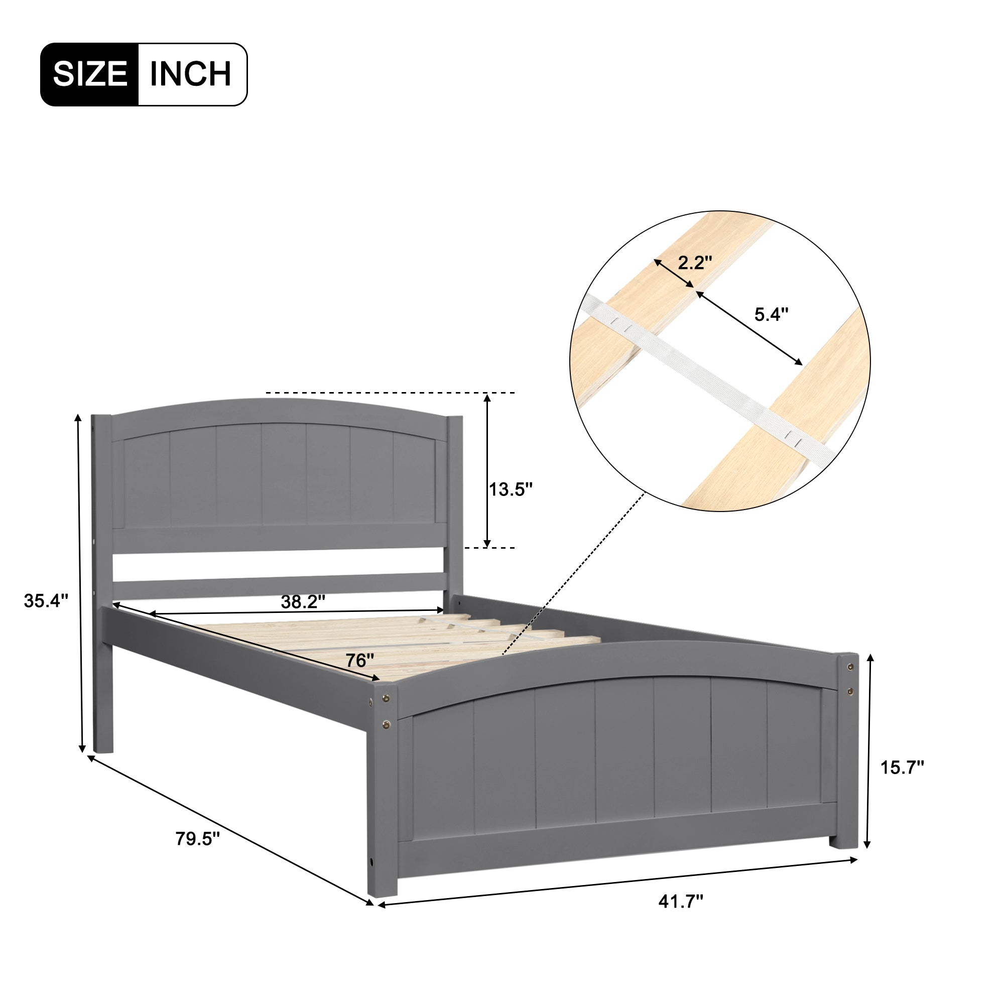 Wood Platform Bed with Headboard,Footboard and Wood Slat Support, Gray - Atlantic Fine Furniture Melbourne FL