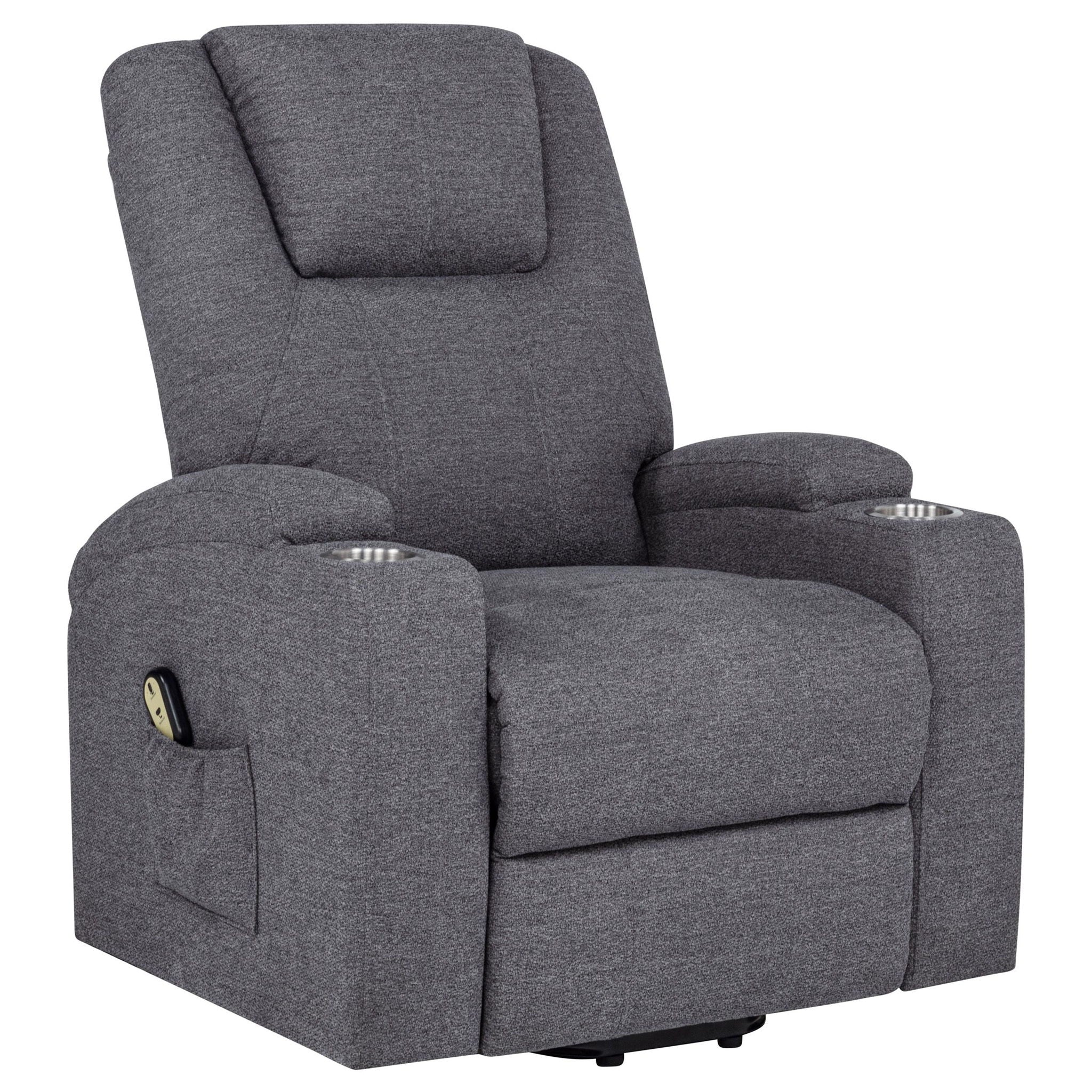 Louie Chenille Upholstered Power Lift Massage Chair Grey