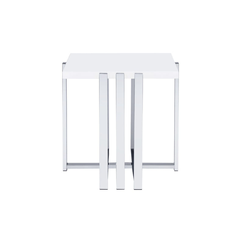 Cable - End Table - White / Silver