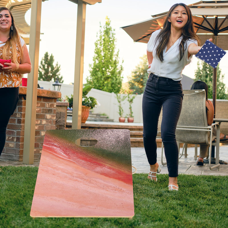 4X2 Ft Large Size Cornhole Board (Set of 2), Outdoor Game Board Set With 8 Bean Bags, Perfect For Lawn, Backyard, Beach, Park - Navy / Red / Brown