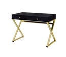 Coleen - Writing Desk With USB (Same Ac00894) - Black & Brass