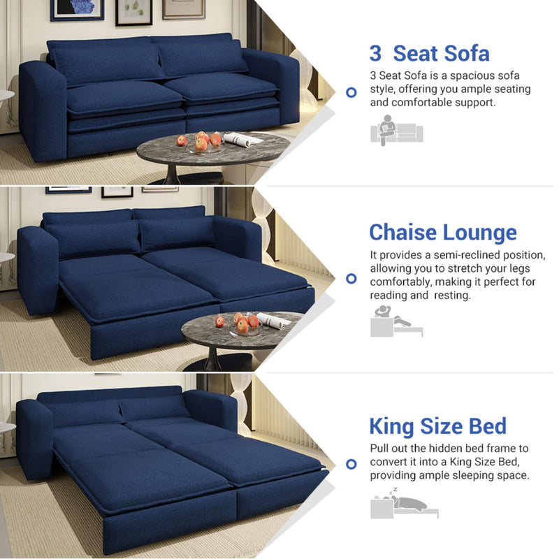Sleeper Pull Out Sofa Bed, 3 In 1 Convertible Chaise Lounge