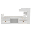 Captain Platform Bed Frame With Bookcase Headboard, 4 Drawers, Storage Shelves