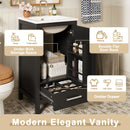 Bathroom Vanity With Ceramic Sink, Soft Close Drawers, Door Organizer, Divider Drawer, Adjustable Foot Pads