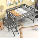 Full Loft Bed with Platform,ladder,Grey