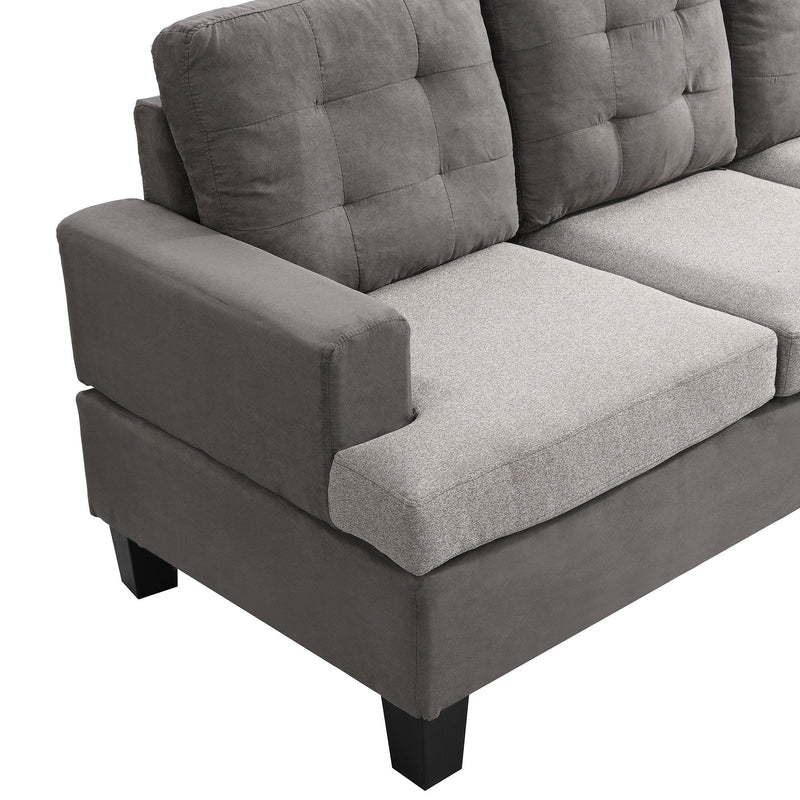 Sofa Set For Living Room With Chaise Lounge And Storage Ottoman, Living Room Furniture - Gray