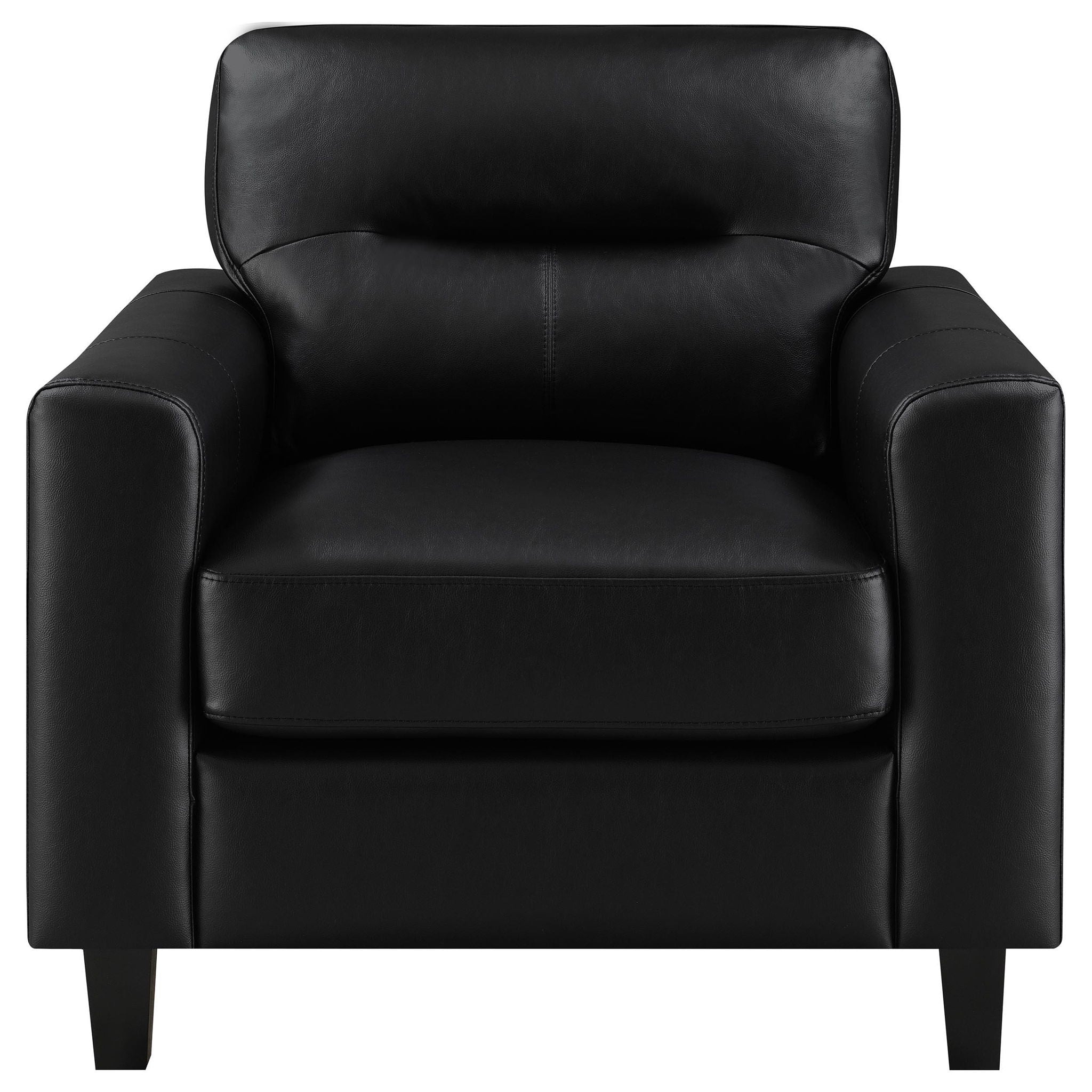 Scotland Faux Leather Upholstered Track Arm Chair Black