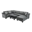 Contemporary U - Shaped Sectional Sofa With Movable Storage Ottoman