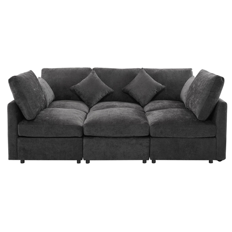 Sectional Sofa Modular Sofa U - Shaped Sofa Couch Sofa Bed L - Shaped Sofa With A Movable Ottoman And Two USB Ports For Living Room