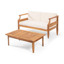 Aston - 2 Piece Wood Outdoor Patio Conversation Seating Set With Cushions