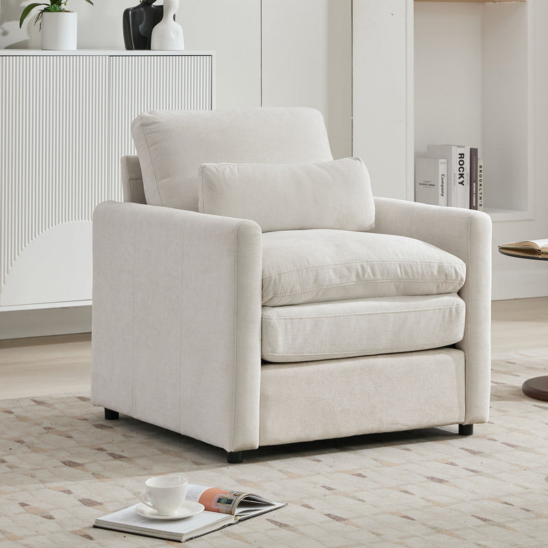 Cozy Upholstered Plush Cushion Armchair For Living Room