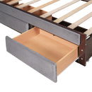 Full Size Upholstered  Canopy Bed with Trundle and 3 Drawers, Gray