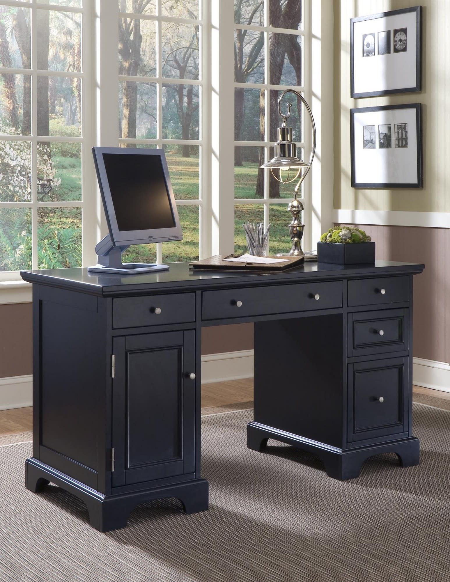 Bedford - Pedestal Desk - Black - Atlantic Fine Furniture Melbourne FL