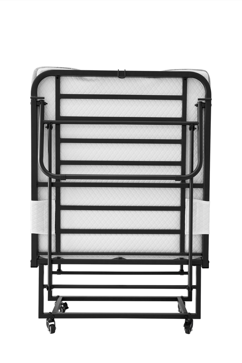 Folding Bed with Mattress 75' x 31' Rollaway Guest Bed Portable Foldable Bed for Adults with 5' Memory Foam Mattress Space-Saving All Metal Steel Pipe Frame Slatted Pipe Style