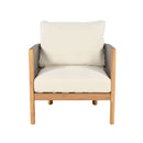 Patio Acacia Wood Club Chair, Woven Rope Outdoor Patio Arm Chair, Deep Seating For Porch - Teak / Beige