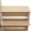 Modern Rattan 5 Door Shoe Storage Cabinet For Entryway Freestanding Design - Natural