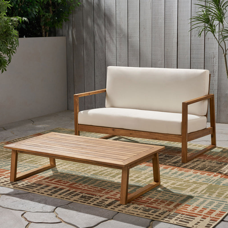 Belgian - Loveseat & Coffee Table Set With Water Resistant Cushions