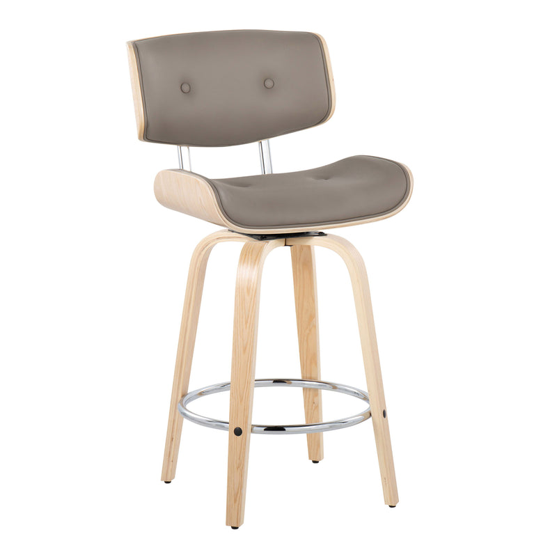 Lombardi - Mid Century Modern Fixed Height Counter Stool With Swivel With Round Footrest (Set of 2)