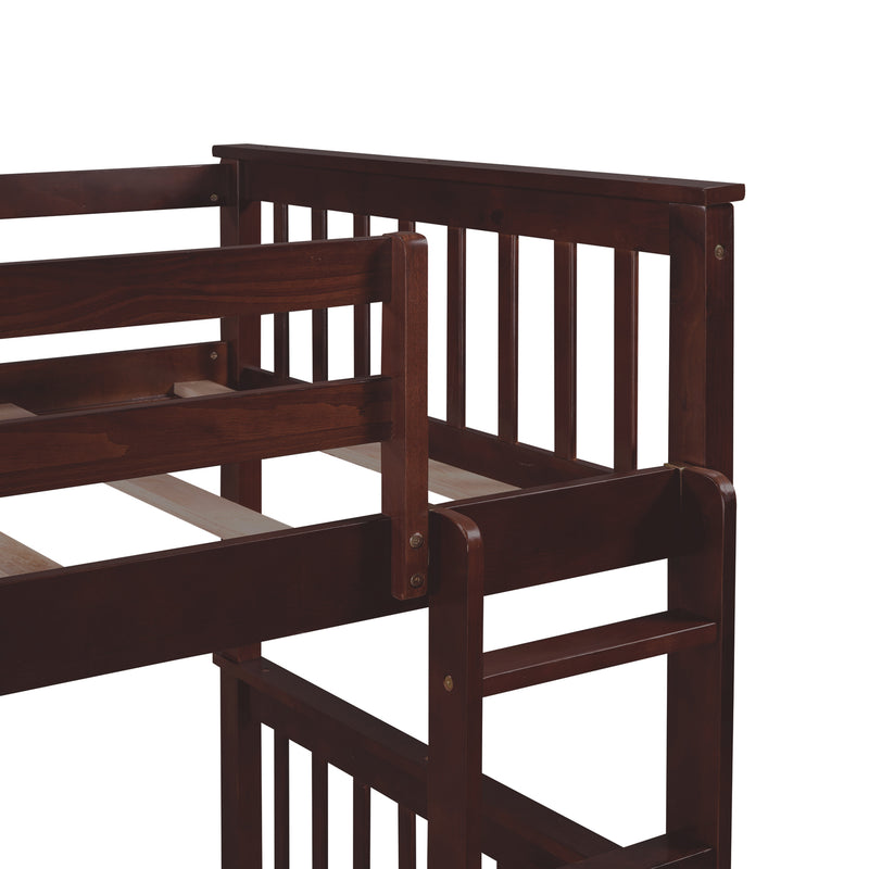 Twin-Over-Twin Bunk Bed with Ladders and Two Storage Drawers (Espresso)(OLD SKU:LT000265AAP)