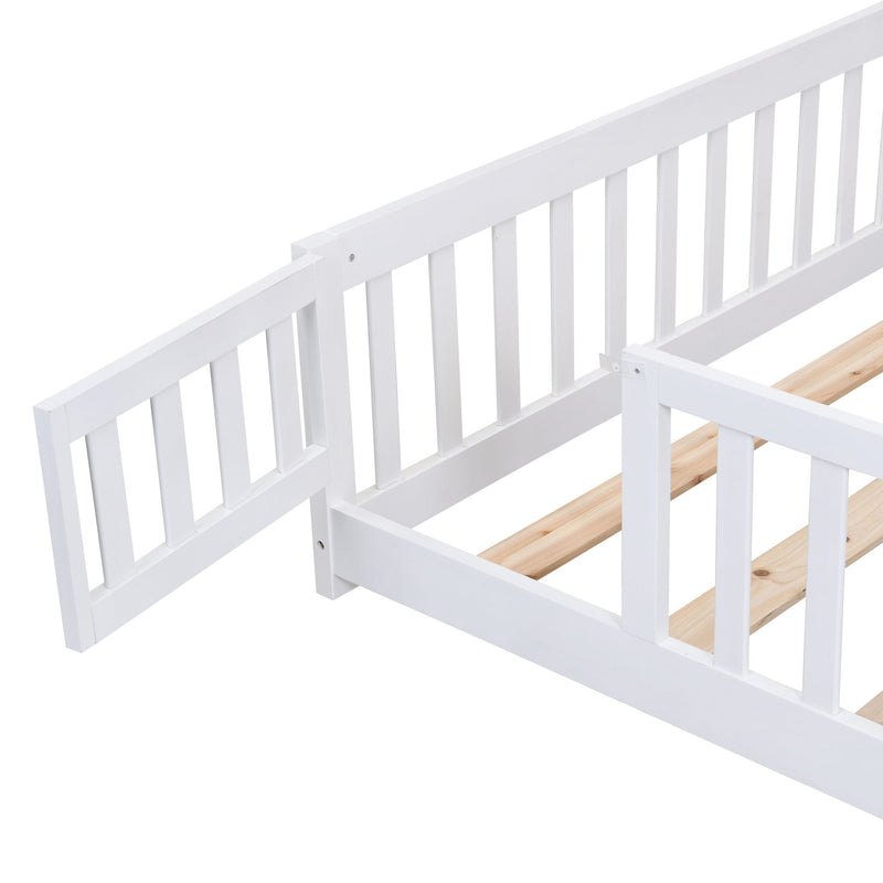 Floor Bed With Door And Fence For Children