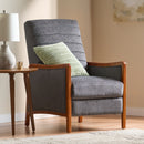 Mendota - Mid Century Modern Fabric Channel Stitch Wood Pushback Recliner - Gray