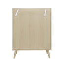 2 Door Shoe Rack, Freestanding, Modern Shoe Storage Cabinet, For Entryway - Natural