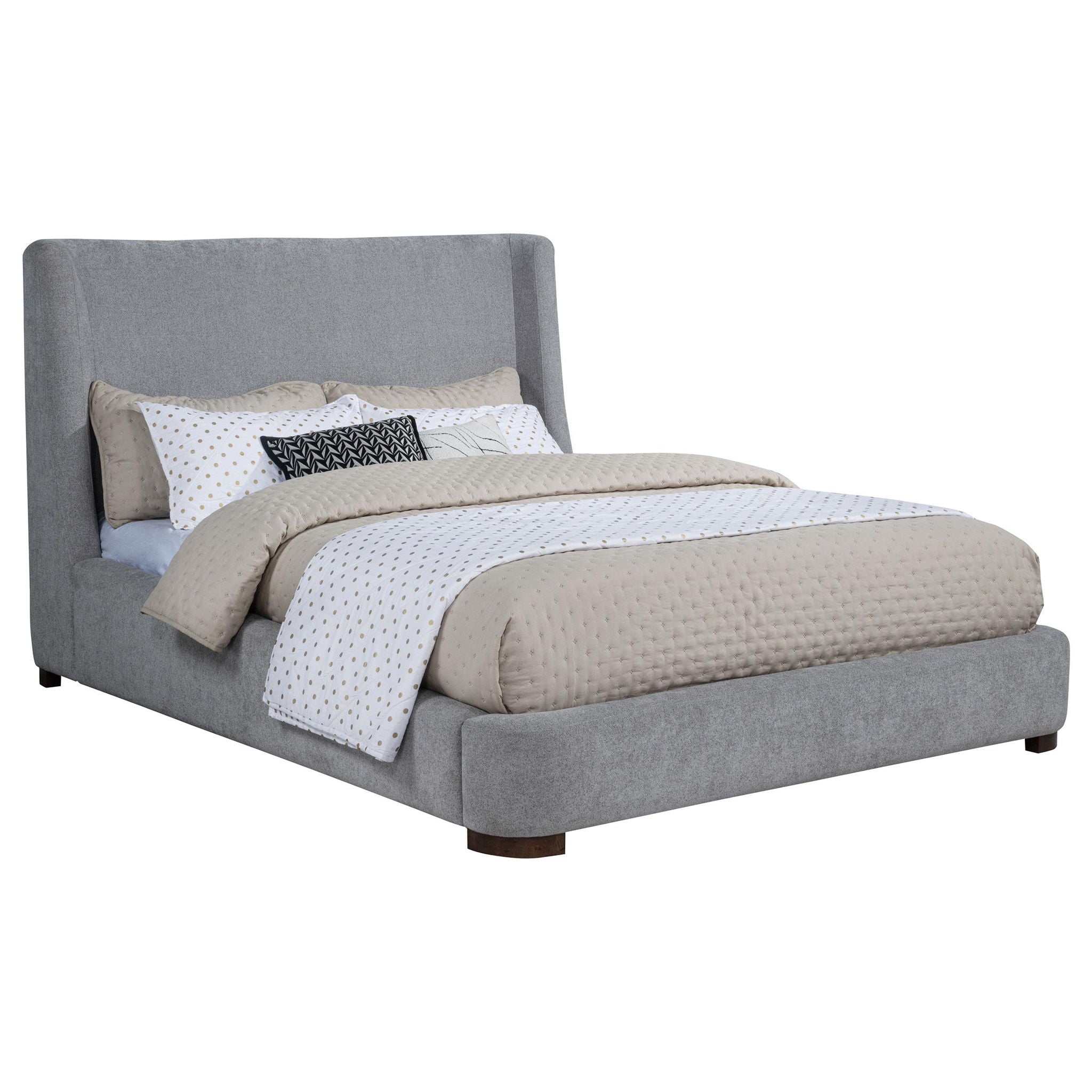 Rennes Upholstered Eastern King Wingback Platform Bed Grey