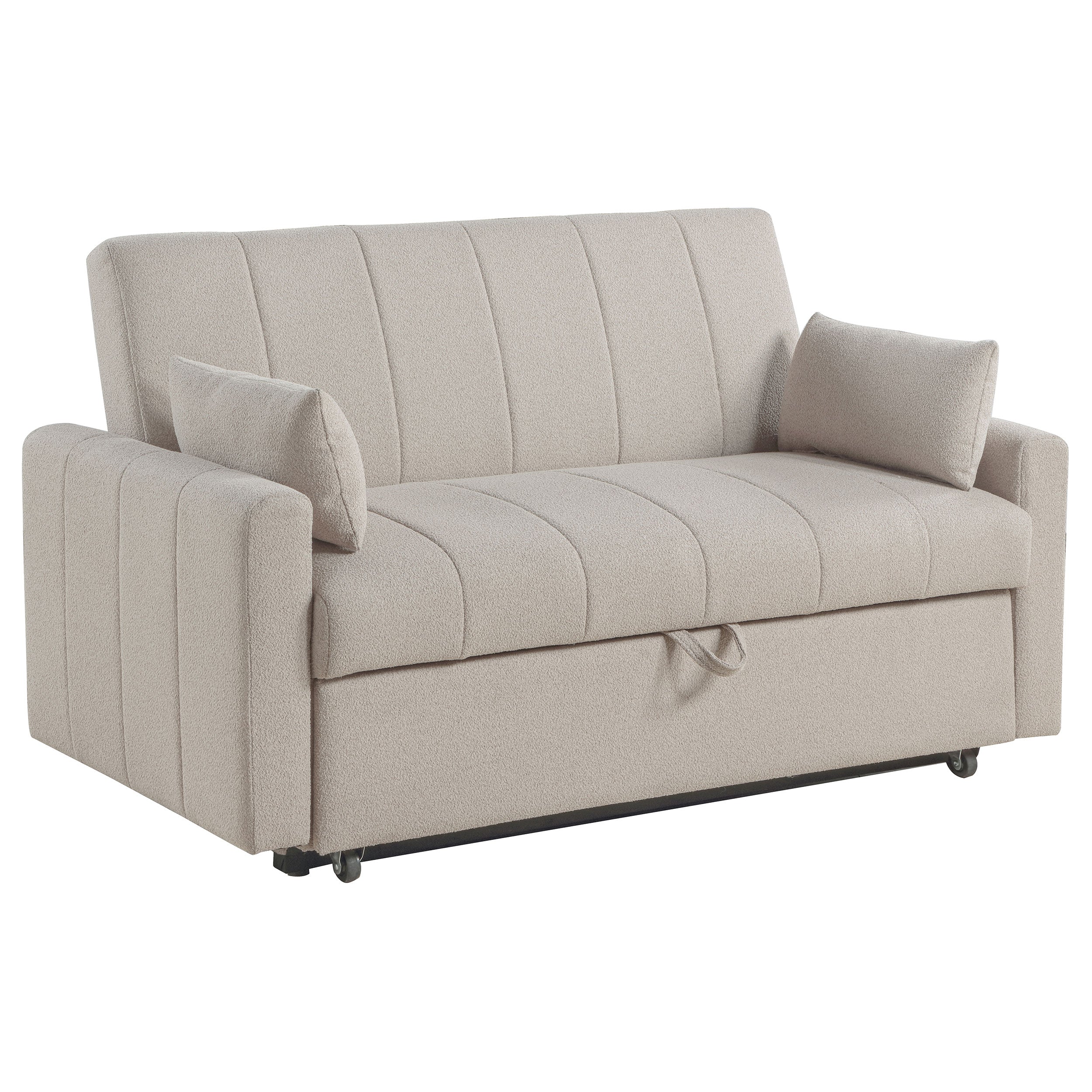 Portland Boucle Upholstered Sleeper Sofa Bed Latte — view 1