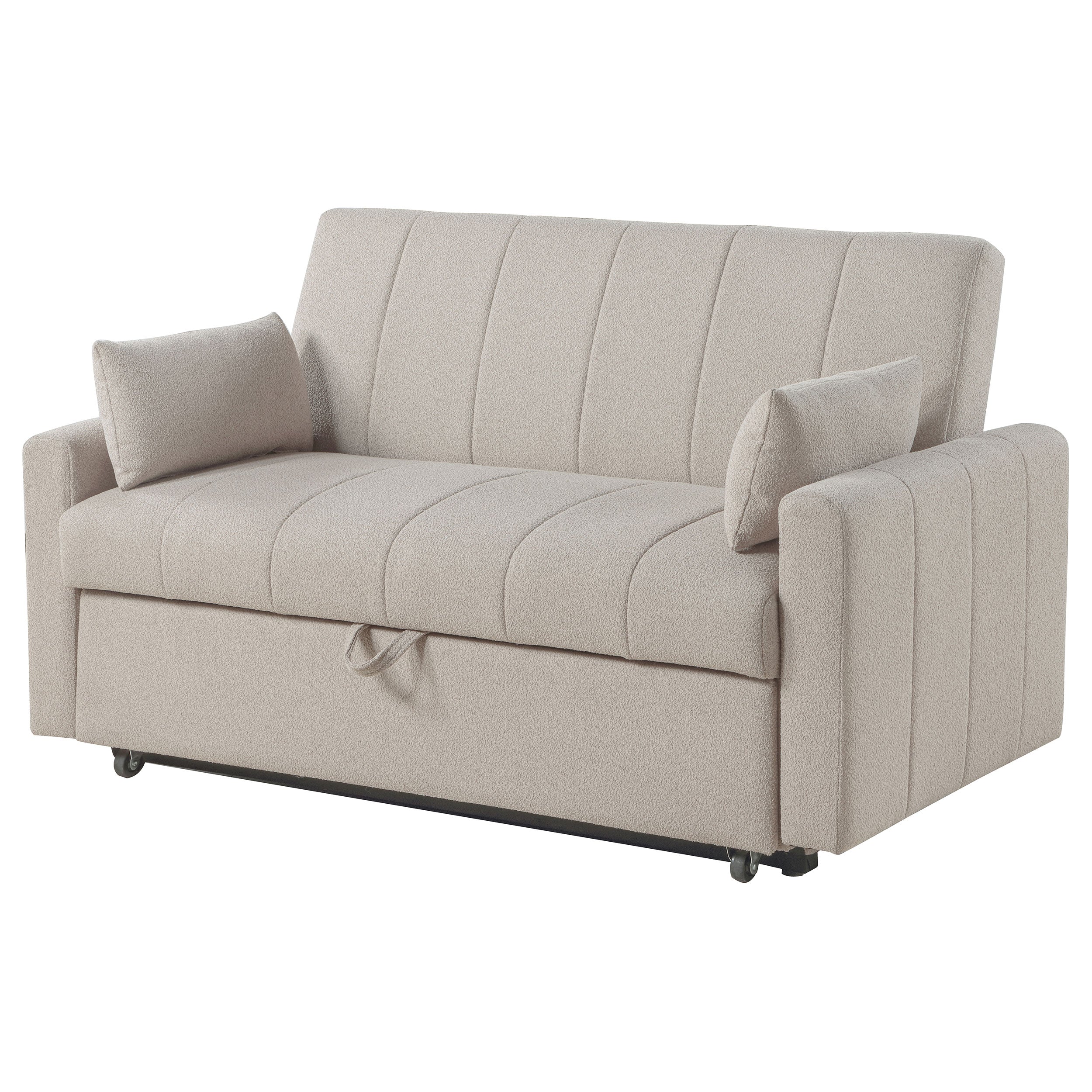 Portland Boucle Upholstered Sleeper Sofa Bed Latte — view 8