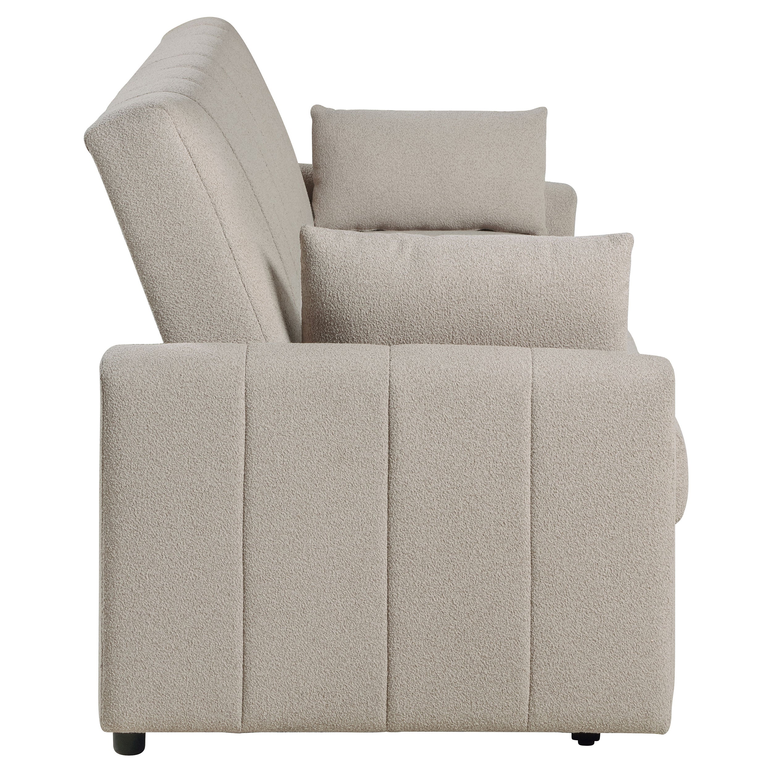 Portland Boucle Upholstered Sleeper Sofa Bed Latte — view 12