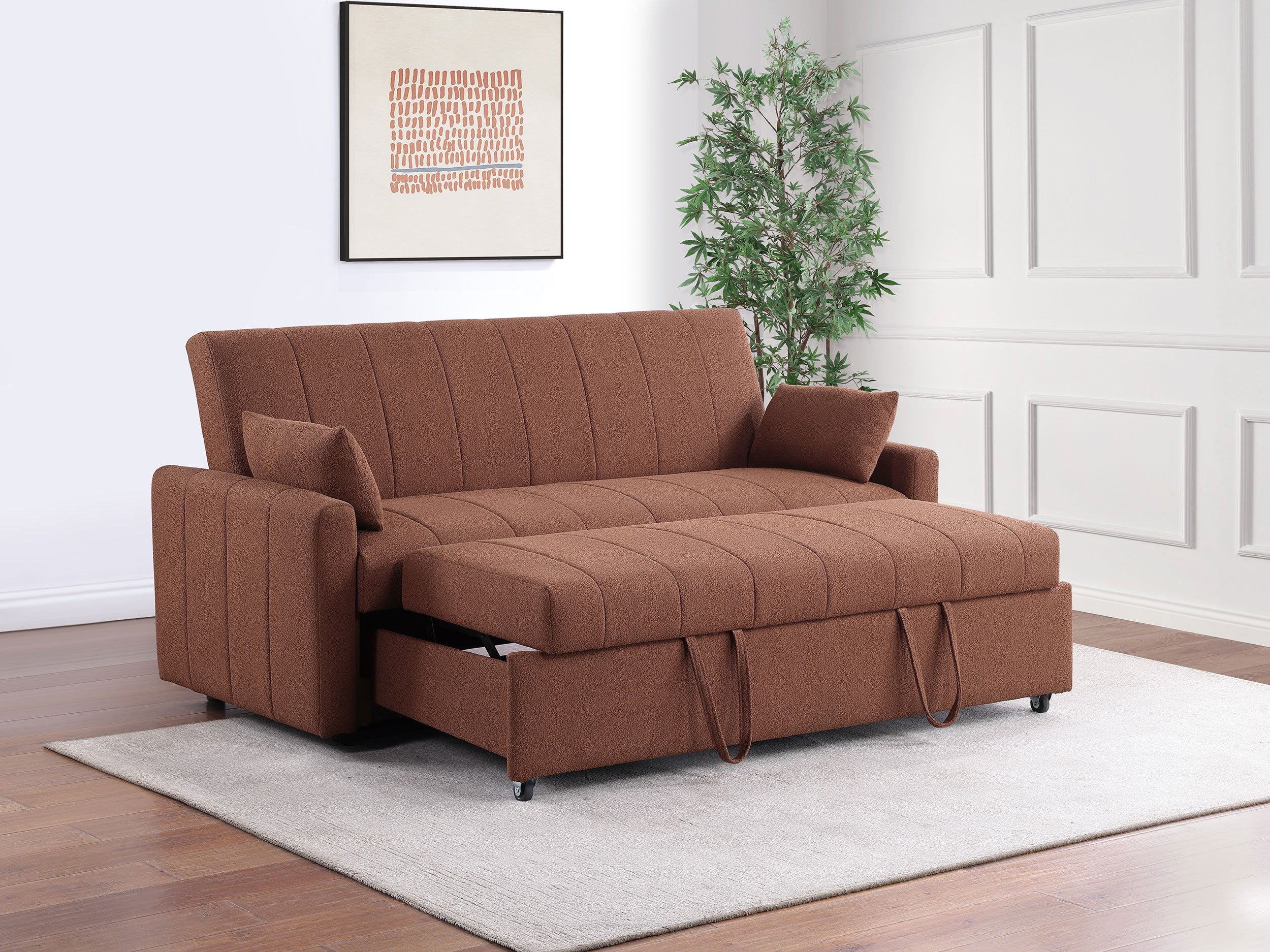 Portland Boucle Upholstered Sleeper Sofa Bed Copper — view 3