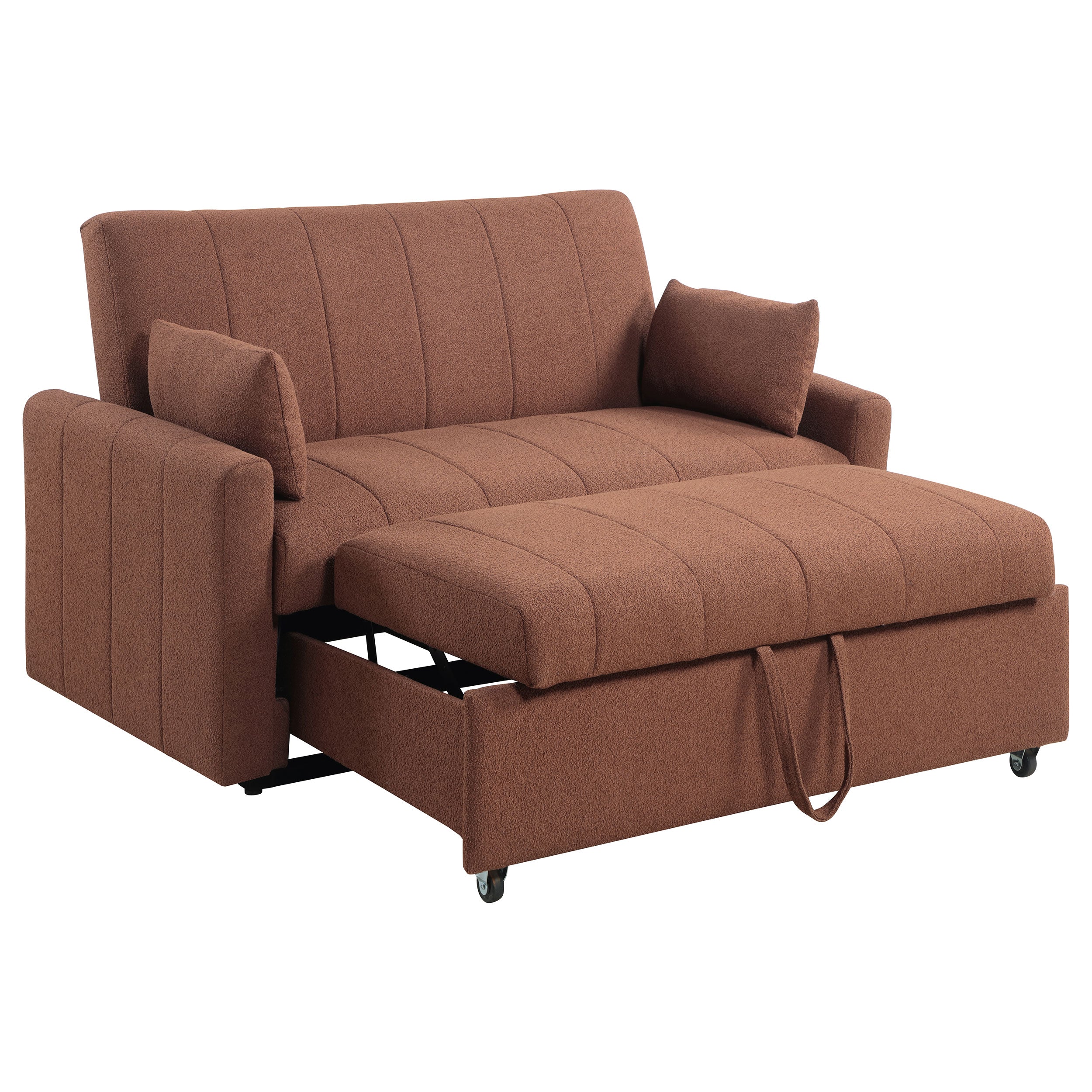 Portland Boucle Upholstered Sleeper Sofa Bed Copper — view 5