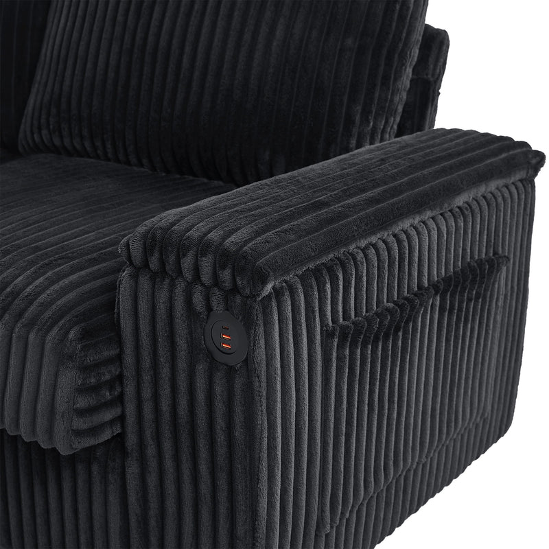 Modern 4 Seater Corduroy Sofa Couch With USB Ports And Hidden Storage
