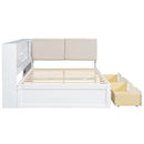 L-Shaped Daybed Corner Bed Under Bed Drawers With Storage Bookcase And Upholstered Headboard And USB Charging Ports