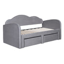 Upholstered Daybed With Cloud-Shaped Backrest, Trundle & 2 Drawers And USB Ports