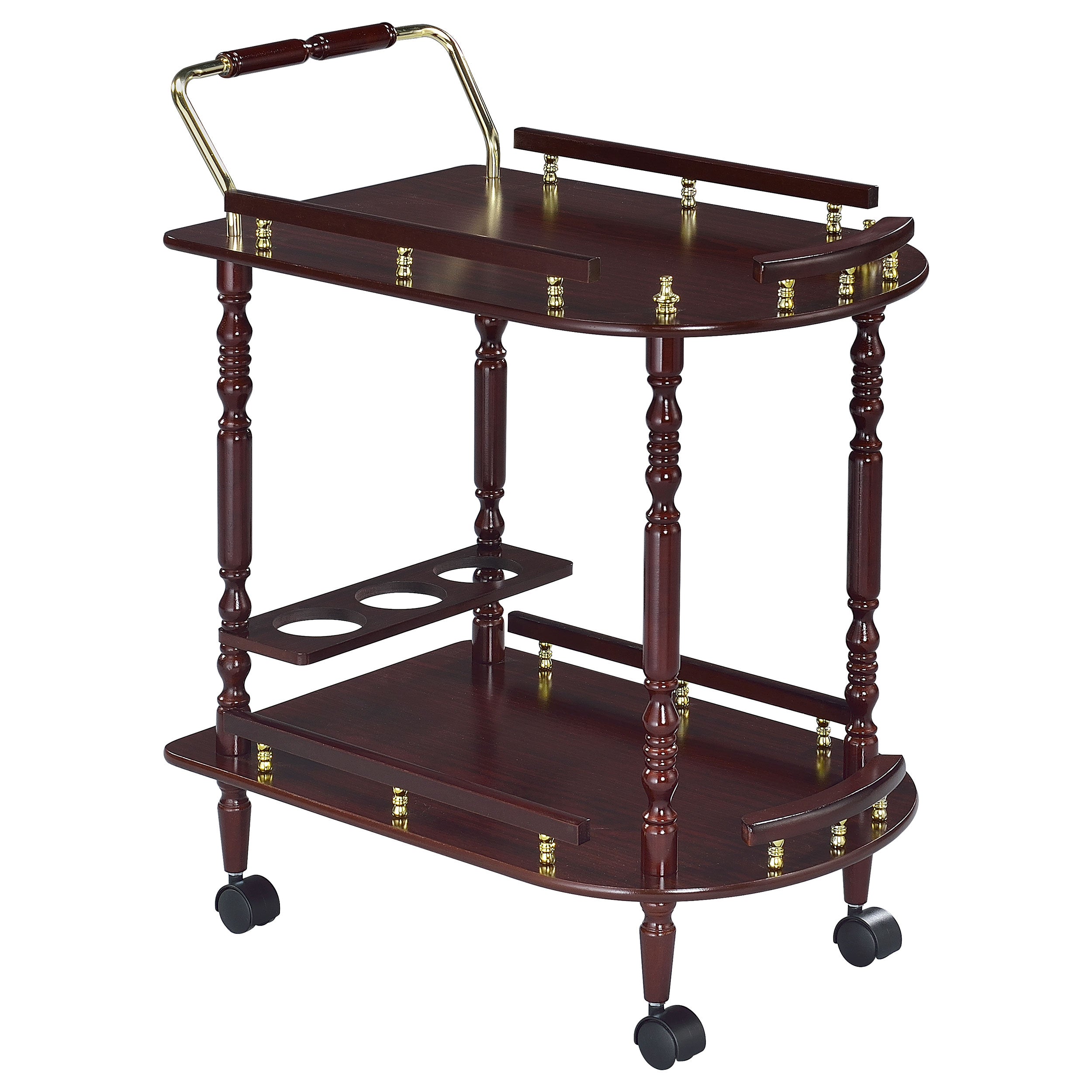 Palmer 2-tier Rectangular Wood Bar Cart Merlot — view 1