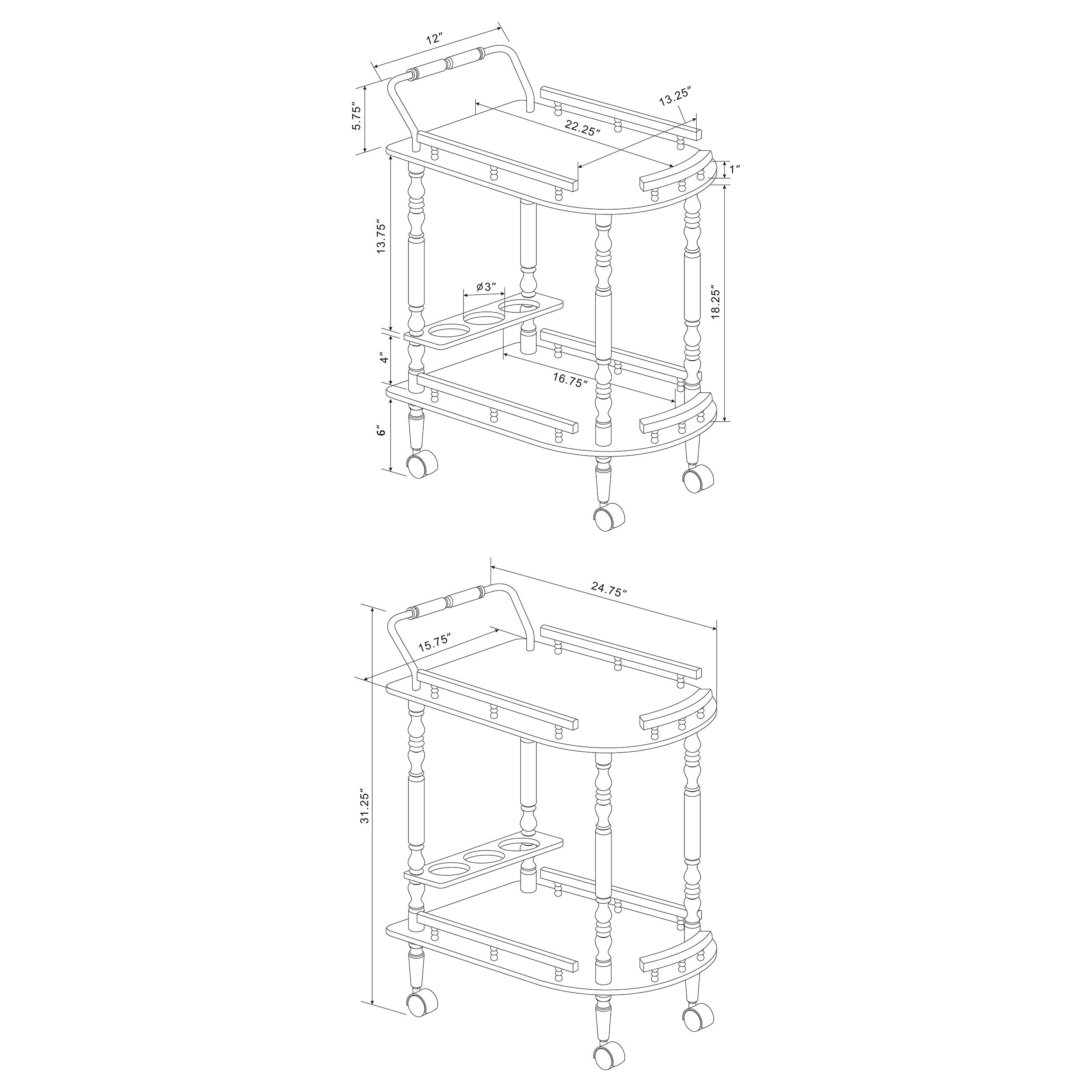 Palmer 2-tier Rectangular Wood Bar Cart Merlot — view 9