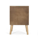 Contemporary End Table With Rattan Accents And Tempered Glass - Natural / White