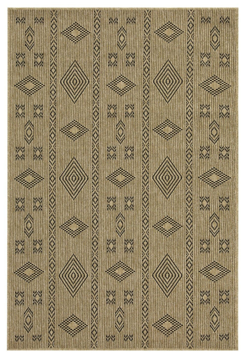 Earth - 5'3" X 7'3" Indoor / Outdoor Area Rug Polypropylene - Jute / Black