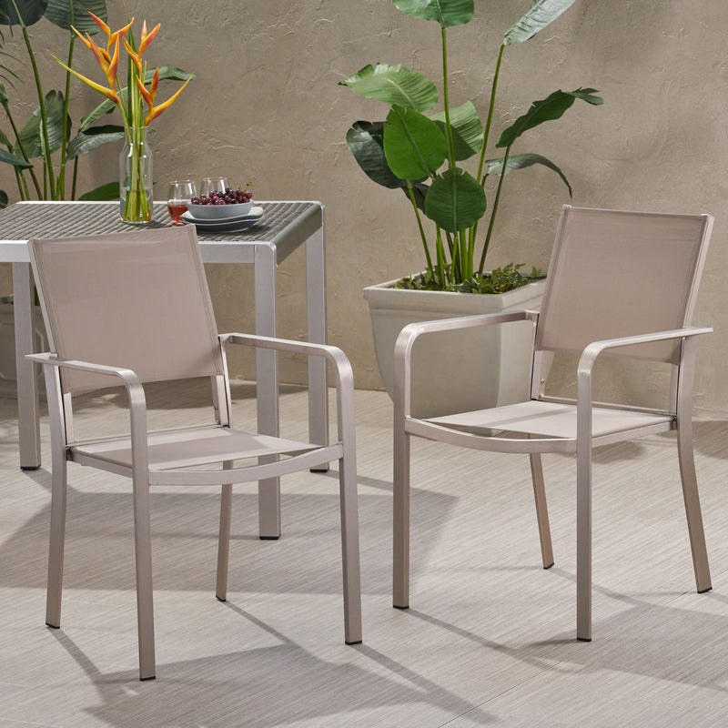 Waterfal - Outdoor Aluminum Dining Chair With Mesh Seat (Set of 2)