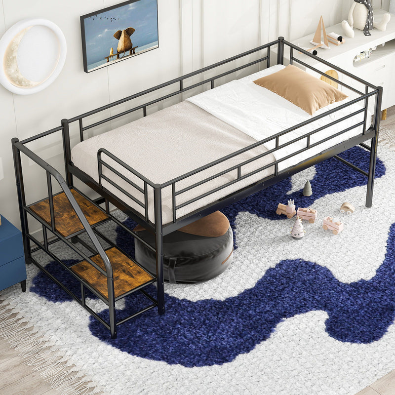 Loft Bed With Storage Stairs And Metal Frame