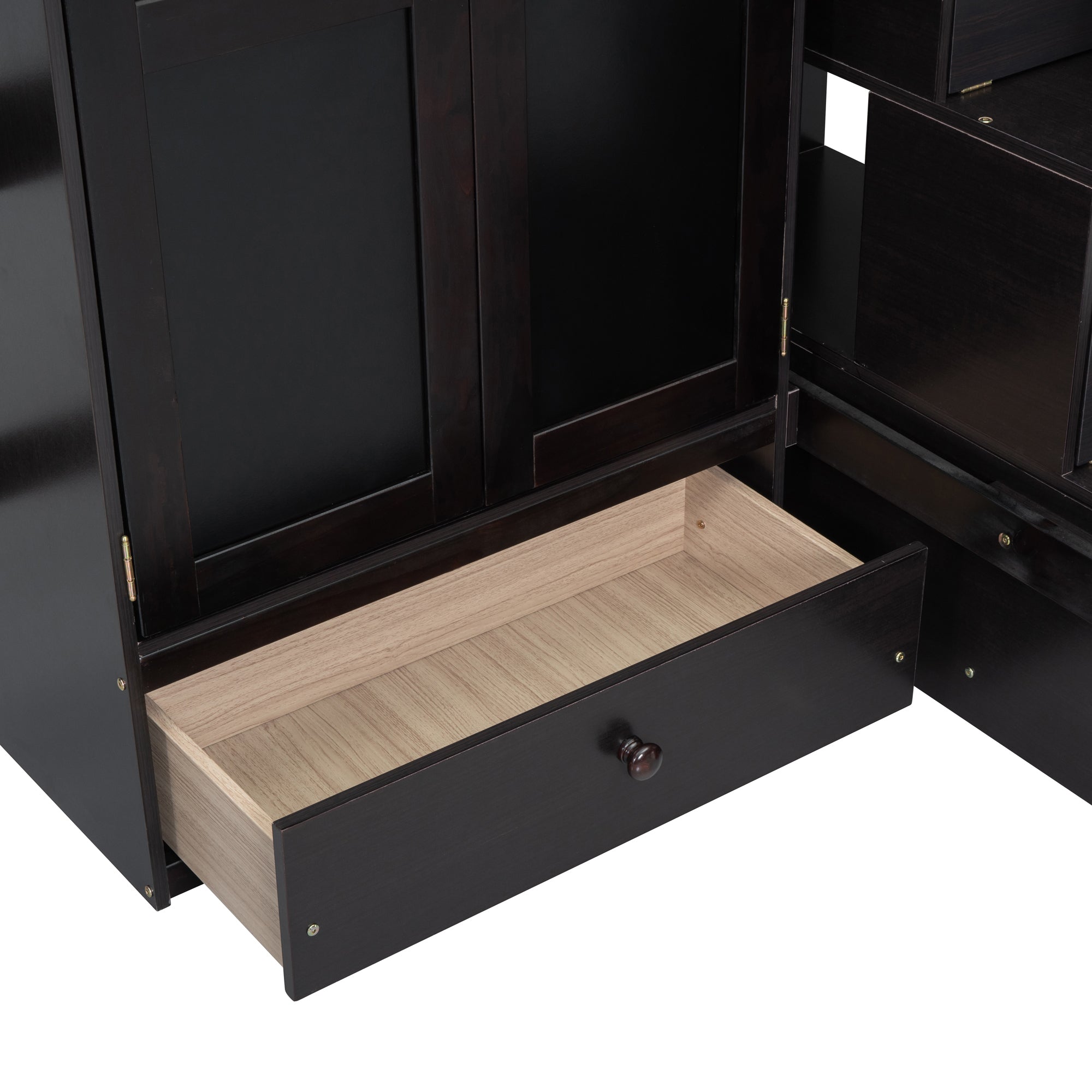 Twin size Loft Bed with Bookshelf,Drawers,Desk,and Wardrobe-Espresso - Atlantic Fine Furniture Melbourne FL